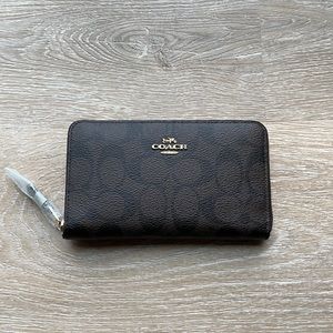 Signature Zip Around Medium Coach Wallet